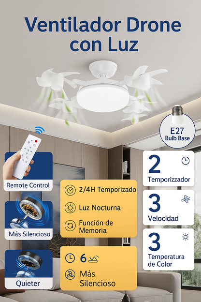 Ventilador de Techo con Luz LED