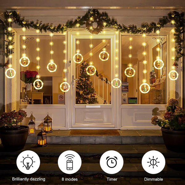Cortina de Aros Mágica de Luces Navideñas